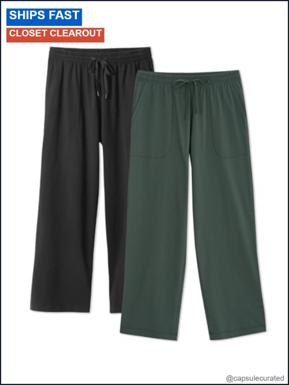 Men's Cotton Pajama Pants 2 Pack with Pockets & Drawstring